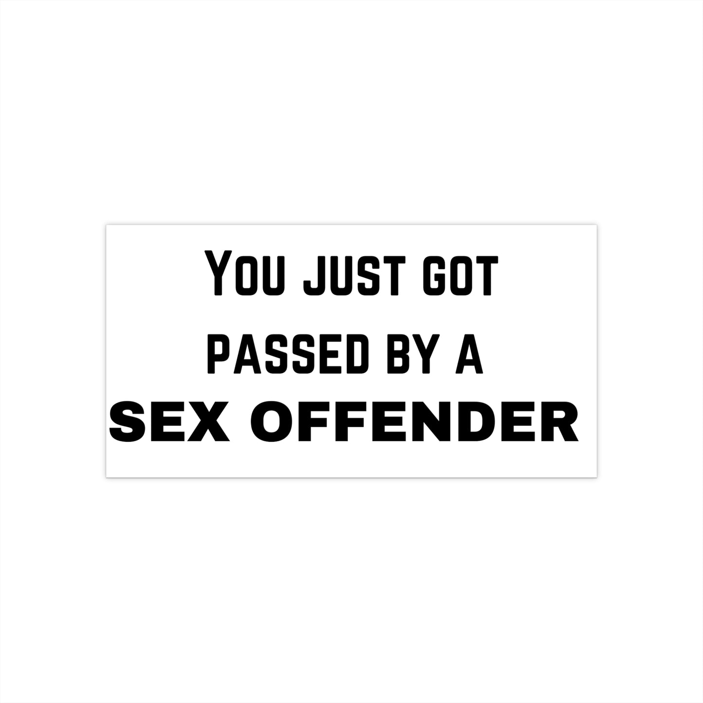 YOU JUST GOT PASSED BY A SEX OFFENDER Bumper Sticker White